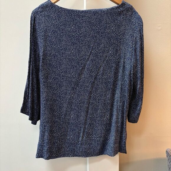 H&M Navy & White Dotted Print Blouse – Size 12 - Picture 3 of 5